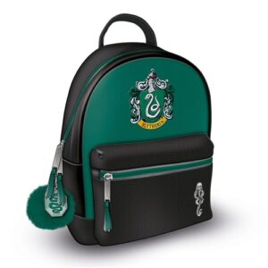 Slytherin Fashion Backpack with Crest Keychain